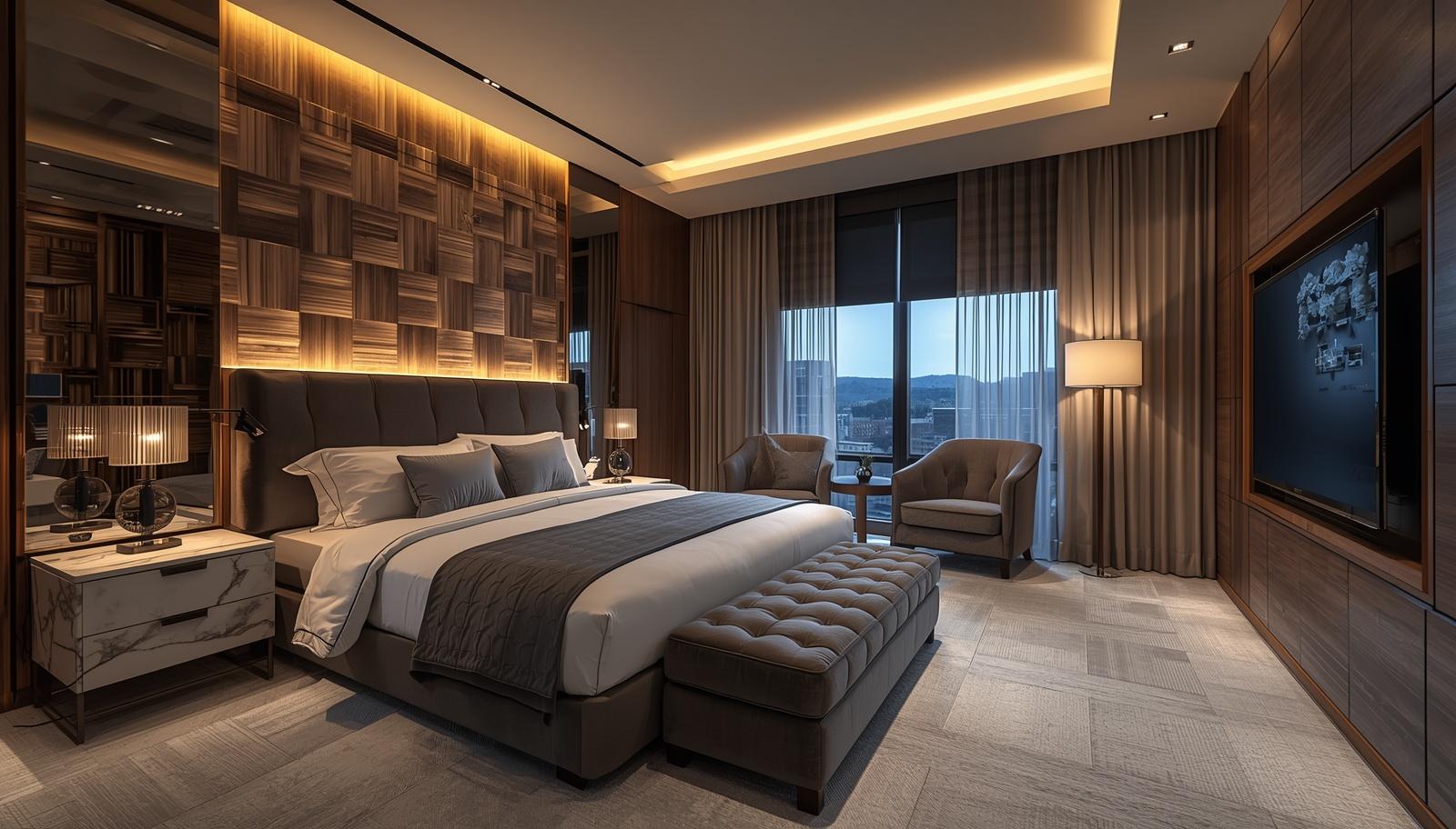 غرفة النوم الفندقية الفاخرة