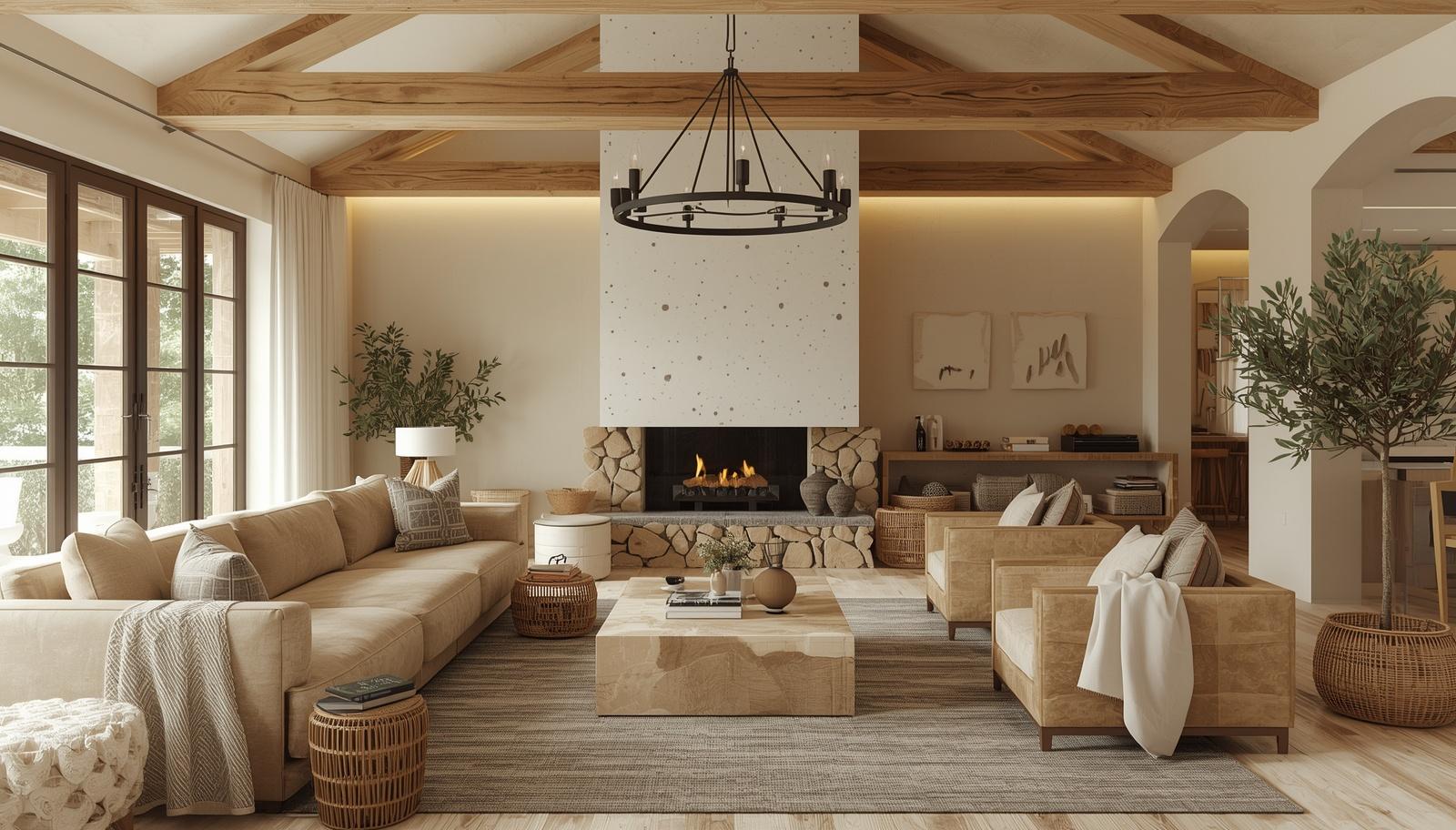 غرفة المعيشة الريفية الحديثة